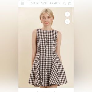 AUREUM Brown and White Checkered Midi Dress